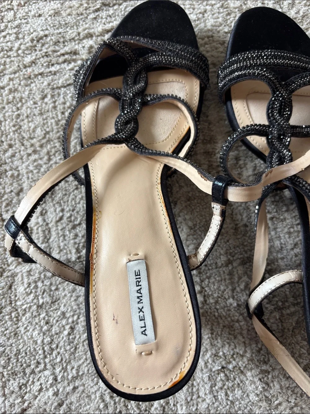 Alex Marie Black Braided Strap Sandals